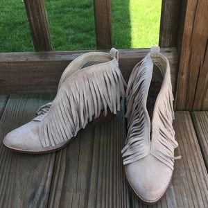 Ankle booties with fringe